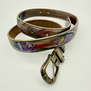 JANE YOO Hand Painted Leather Belt 37.5"